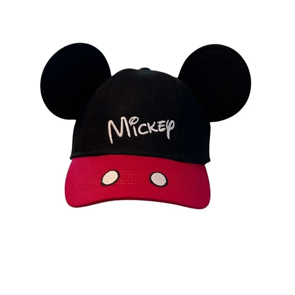 Mickey Mouse Ears Hat By Disney For Kids Snapback Black & Red Cotton Adjustable
